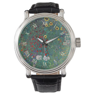 Reloj De Pulsera Jardín de granjero con girasol de Klimt, flores vi