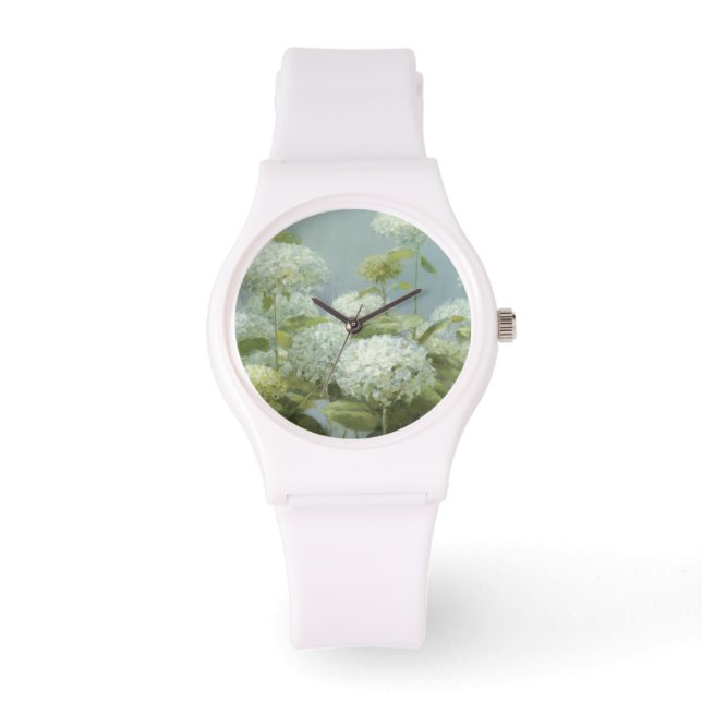 Reloj De Pulsera Jardín de Hydrangea Blanca (Anverso)