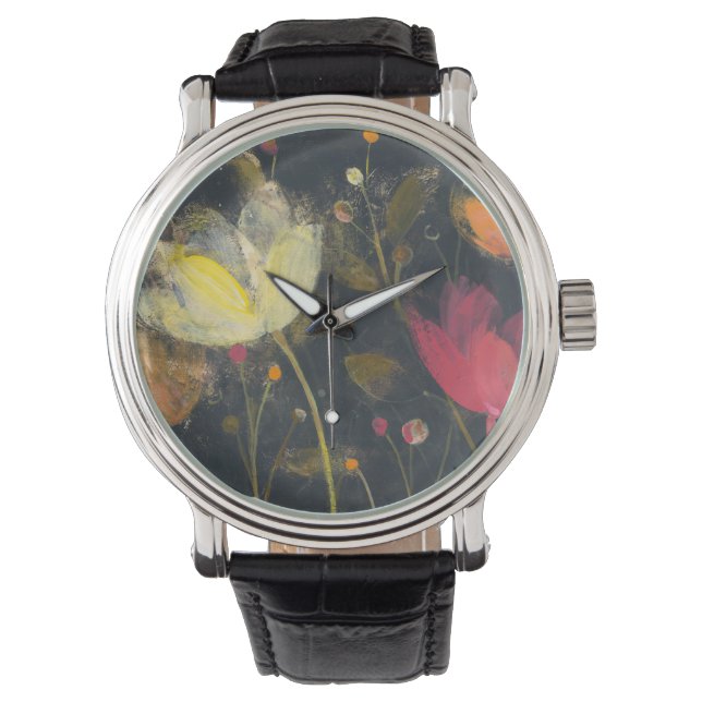 Reloj De Pulsera Jardín de la luna en negro (Anverso)