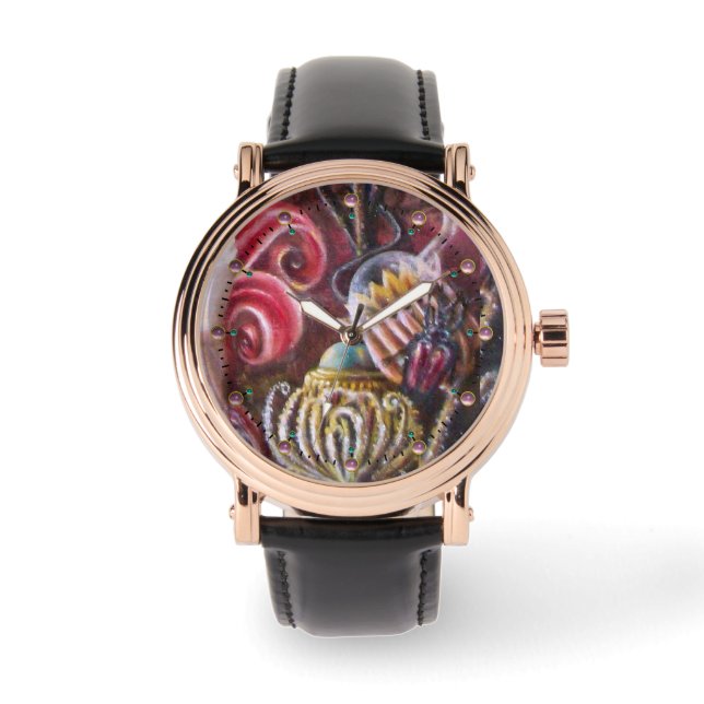 Reloj De Pulsera JARDÍN DE MELISSA / Flores Mágicas con Scarab (Anverso)