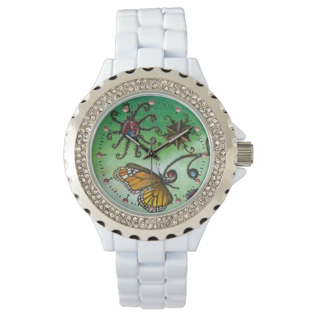 Reloj De Pulsera JARDÍN DE MELISSA Mariposa Mágica, Ladybug, Verde (Anverso)