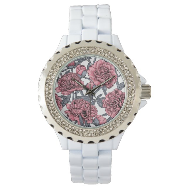 Reloj De Pulsera Jardín de peones rosados (Anverso)