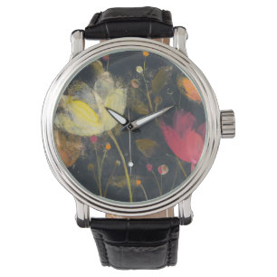 Reloj De Pulsera Jardín del claro de luna en negro