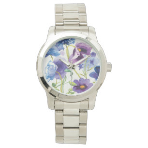Reloj De Pulsera Jardín mezclado azul y púrpura