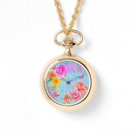 Reloj De Pulsera Jardín Romántico de Peonías Azul Mejor Mamá