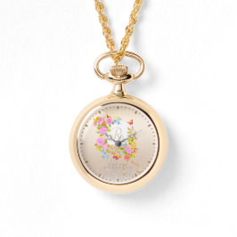 Reloj De Pulsera Jardín romántico florecido Monograma Beige