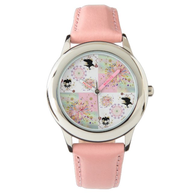 Reloj De Pulsera Jardín Secreto Con Harlequin... Chicas rosados Wat (Anverso)