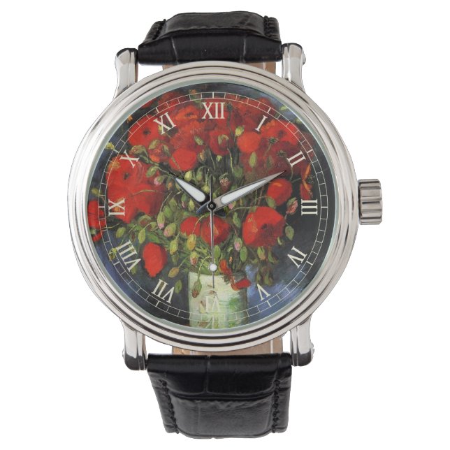 Reloj De Pulsera Jarrón con amapolas rojas de Vincent van Gogh (Anverso)