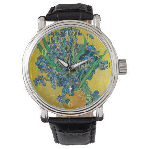 Reloj De Pulsera Jarrón Van Gogh con Iris Clasicismo Impresionista