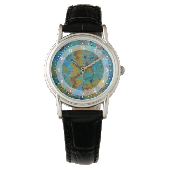 Reloj De Pulsera Jasper de crisocola azul moteado (Anverso)