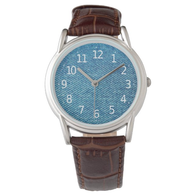 Reloj De Pulsera Jeans simples azules denim textil | (Anverso)