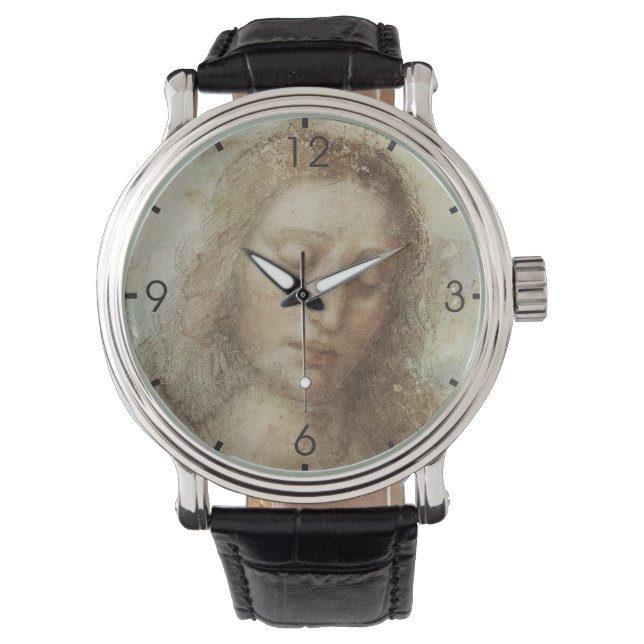 Reloj De Pulsera Jefe de Cristo (Cristianismo) (Leonardo da Vinci) (Anverso)