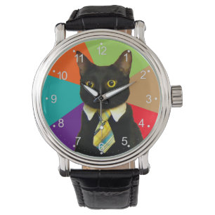 Reloj De Pulsera Jefe de gato con corbata