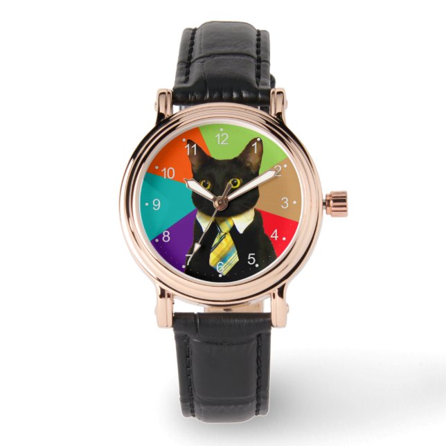 Reloj De Pulsera Jefe de gato con corbata (Anverso)