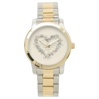 Reloj De Pulsera Jeremías 29:11 Dorado floral del corazón y tono pl