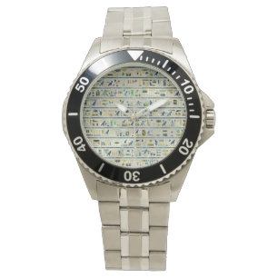 Reloj De Pulsera Jeroglíficos de oro y Abalone egipcios en perla