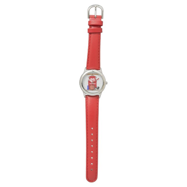 Reloj De Pulsera Jersey de baloncesto rojo personalizado (Superficie plana)