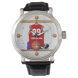 Reloj De Pulsera Jersey de baloncesto rojo personalizado