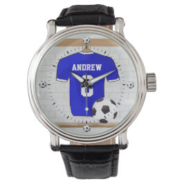 Reloj De Pulsera Jersey de Fútbol Blanco Azul personalizado
