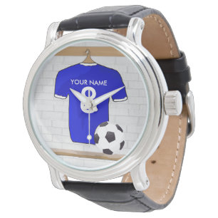 Reloj De Pulsera Jersey de Fútbol Blanco Azul personalizado