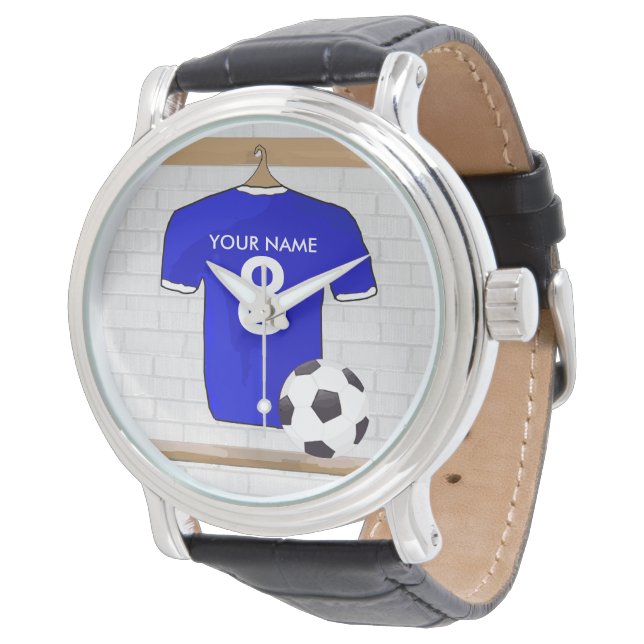 Reloj De Pulsera Jersey de Fútbol Blanco Azul personalizado (Angular)