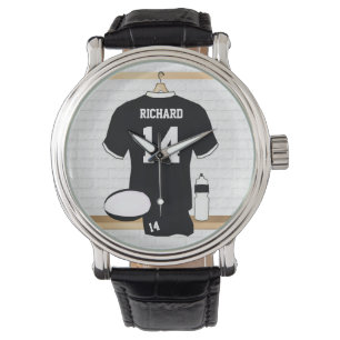 Reloj De Pulsera Jersey personalizado del rugbi blanco y negro