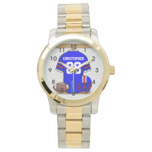 Reloj De Pulsera Jersey rojo blanco azul personalizado del fútbol
