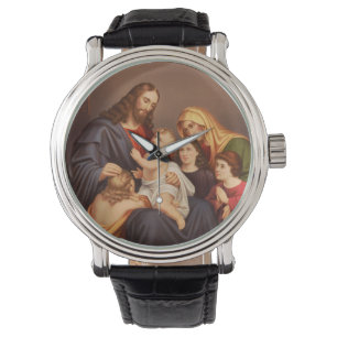 Reloj De Pulsera Jesucristo con Niños Arte Premium Fino