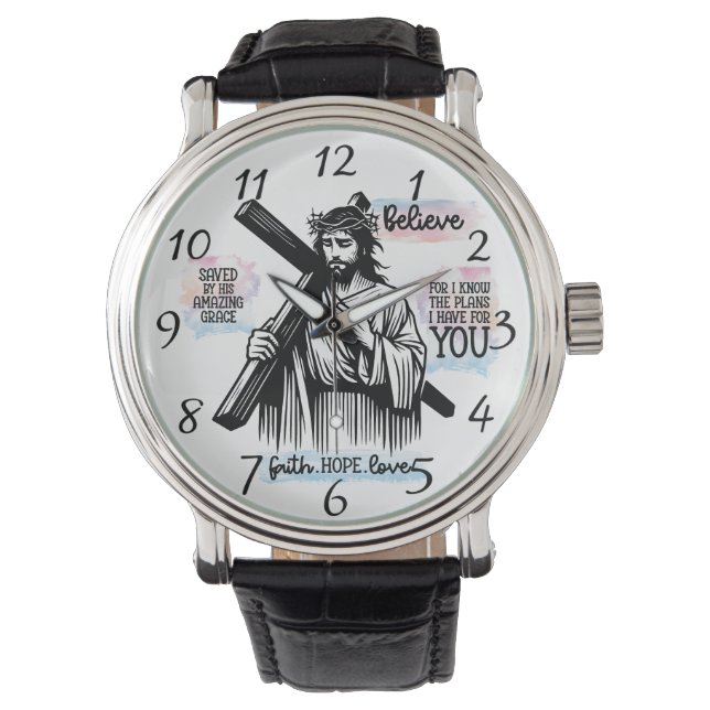 Reloj De Pulsera Jesucristo sosteniendo una cruz (Anverso)