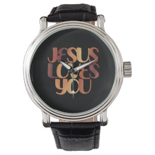 Reloj De Pulsera Jesús ama el diseño de la tipografía cristiana