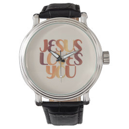 Reloj De Pulsera Jesús ama el diseño de la tipografía cristiana