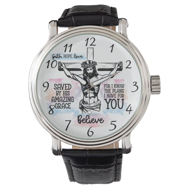 Reloj De Pulsera Jesús Crucificado En La Cruz, (Anverso)