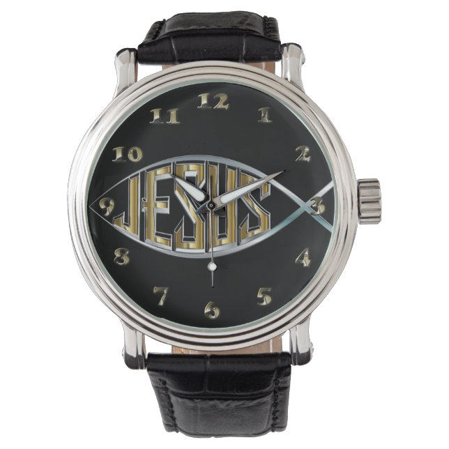 Reloj De Pulsera Jesús dentro de un símbolo de pescado (Anverso)
