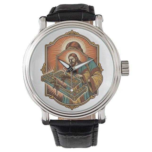 Reloj De Pulsera Jesús derrame de café teclado mecánico roto tecnol (Anverso)