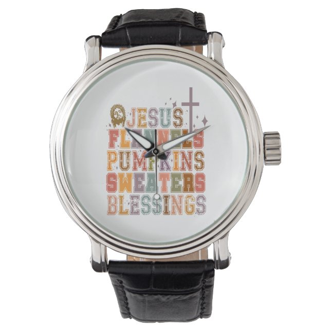 Reloj De Pulsera Jesús Flanels Calabazas Dulces Bendiciones (Anverso)