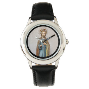 Reloj De Pulsera Jesús que lleva a cabo el corazón sagrado de oro