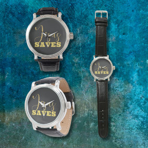 Reloj De Pulsera Jesús salva al Purpurina dorado amarillo