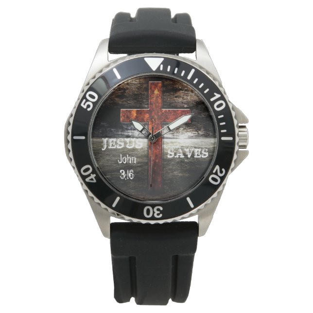 Reloj De Pulsera Jesús salva el acero inoxidable de los hombres (Anverso)