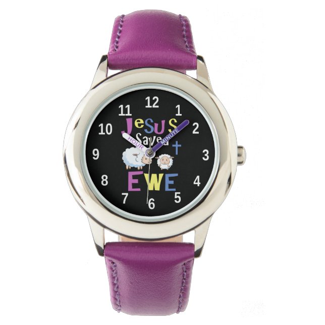 Reloj De Pulsera Jesus Saves Ewe | Regalos Niños Cristianos (Anverso)