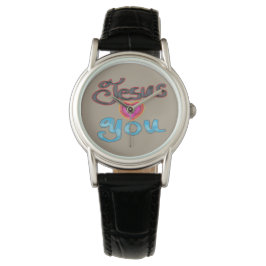 Reloj De Pulsera Jesús te ama con corazón rosa
