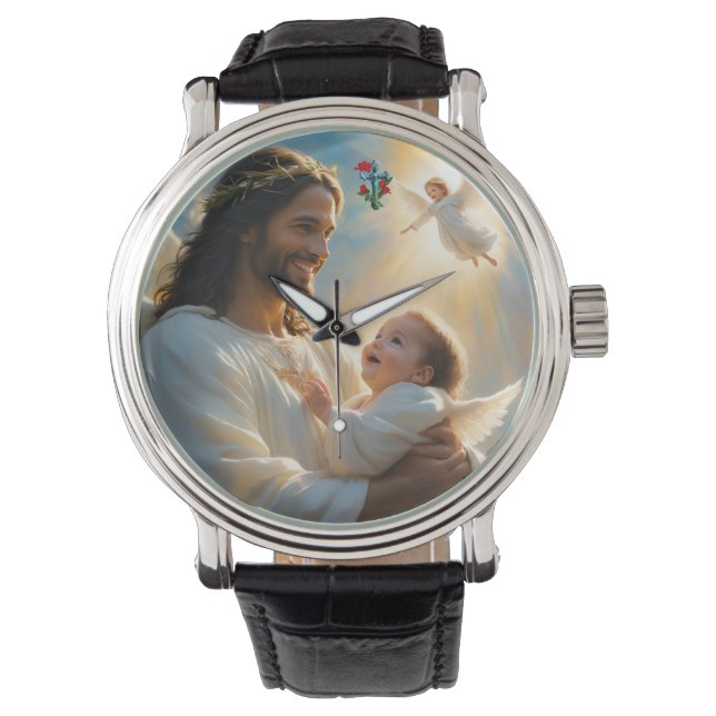 Reloj De Pulsera Jesús y ángel niño  (Anverso)