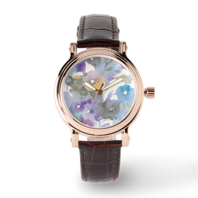 Reloj De Pulsera Jewel Garden | Pétalos púrpuras pasteles (Anverso)