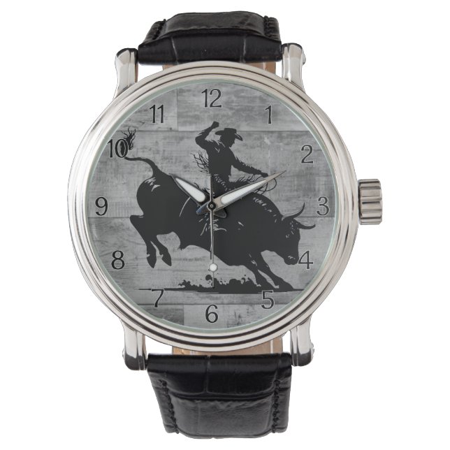 Reloj De Pulsera Jinete de Toro Rodeo Rústico (Anverso)