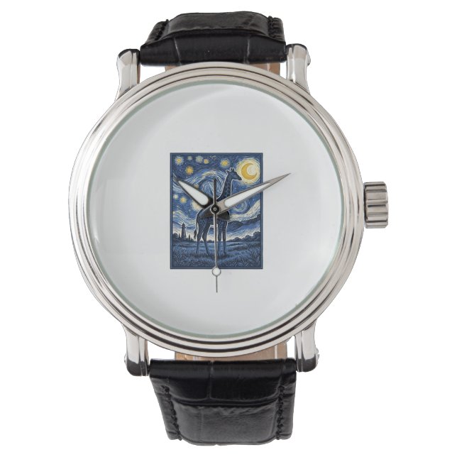 Reloj De Pulsera Jirafa Noche Estrellada Vintage (Anverso)