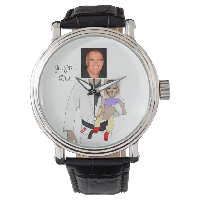 Reloj De Pulsera Jiu Jitsu Dad Fotos y texto escrito a mano (Anverso)