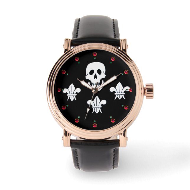 RELOJ DE PULSERA JOLLY ROGER SKULL Y LA BANDERA DE TRES LILIES (Anverso)