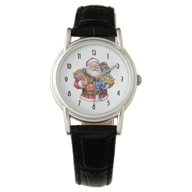 Reloj De Pulsera Jolly Santa Claus en su tradicional traje rojo (Anverso)