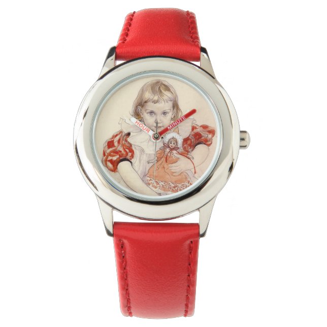 Reloj De Pulsera Joven Chica con muñeca (arte infantil) (Anverso)