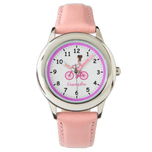 Reloj De Pulsera Joven Chica de cola pesimista montando una bicicle