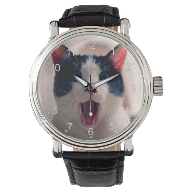 Reloj De Pulsera Joven loco gato sorprendido hacer ojos grandes (Anverso)